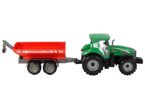 Zielony Traktor z Czerwoną Przyczepką Napęd Frykcyjny LEAN Toys Zielony Traktor z Czerwoną Przyczepką Napęd Frykcyjny LEAN Toys
