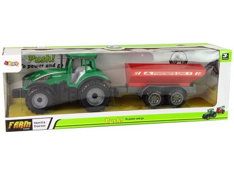 Zielony Traktor z Czerwoną Przyczepką Napęd Frykcyjny LEAN Toys Zielony Traktor z Czerwoną Przyczepką Napęd Frykcyjny LEAN Toys