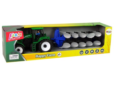 Zielony Traktor z Pługiem Farma LEAN Toys Zielony Traktor z Pługiem Farma LEAN Toys
