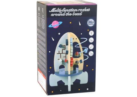 Drewniana Rakieta Edukacyjna Koraliki Koła Zębate LEAN Toys Drewniana Rakieta Edukacyjna Koraliki Koła Zębate LEAN Toys