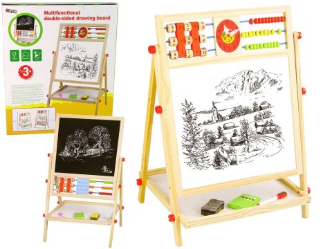 Drewniana Tablica 2w1 Liczydło Kreda Pisak LEAN Toys Drewniana Tablica 2w1 Liczydło Kreda Pisak LEAN Toys