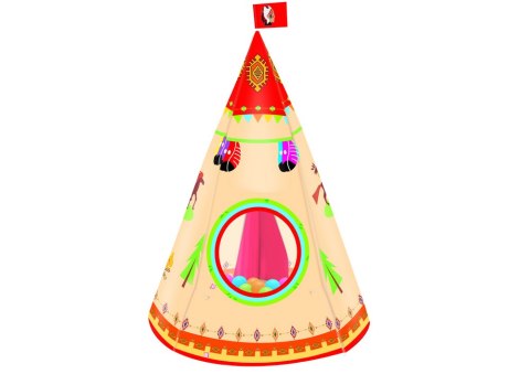 Namiot Tipi Dla Dzieci Styl Indiański Ogród Kremowy 160 cm x 105 cm LEAN Toys Namiot Tipi Dla Dzieci Styl Indiański Ogród Kremowy 160 cm x 105 cm LEAN Toys
