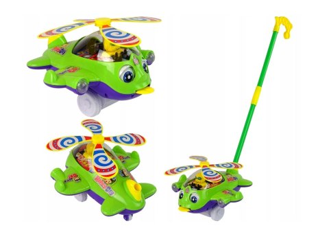 Samolot Pchacz Dzwonek Kij Pilot Zielony LEAN Toys Samolot Pchacz Dzwonek Kij Pilot Zielony LEAN Toys