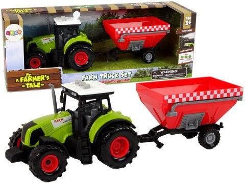 Traktor Farma Odpinana Przyczepa Na Zboże Dźwięk Zielony LEAN Toys Traktor Farma Odpinana Przyczepa Na Zboże Dźwięk Zielony LEAN Toys