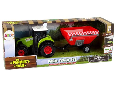 Traktor Farma Odpinana Przyczepa Na Zboże Dźwięk Zielony LEAN Toys Traktor Farma Odpinana Przyczepa Na Zboże Dźwięk Zielony LEAN Toys