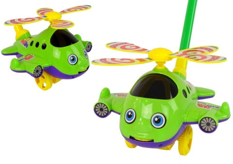 Wesoły Samolot Pchacz Kij Dzwonek Zielony LEAN TOYS Wesoły Samolot Pchacz Kij Dzwonek Zielony LEAN TOYS
