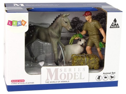 Zestaw Figurek Zwierzęta Koń Szary Zając Rolnik LEAN Toys Zestaw Figurek Zwierzęta Koń Szary Zając Rolnik LEAN Toys