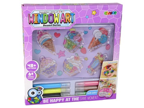 Zestaw Kreatywny Witraże Okno Zastygająca Farba Lody Słodycze 3D LEAN Toys Zestaw Kreatywny Witraże Okno Zastygająca Farba Lody Słodycze 3D LEAN Toys