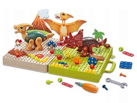 Zestaw Plansza Klocki DIY Dinozaury Śrubokręt LEAN Toys Zestaw Plansza Klocki DIY Dinozaury Śrubokręt LEAN Toys