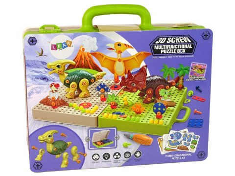 Zestaw Plansza Klocki DIY Dinozaury Śrubokręt LEAN Toys Zestaw Plansza Klocki DIY Dinozaury Śrubokręt LEAN Toys