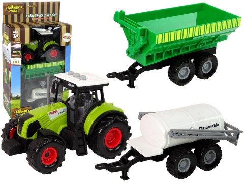 Zestaw Traktor z Maszynami Przyczepa Cysterna Dźwięki LED LEAN Toys Zestaw Traktor z Maszynami Przyczepa Cysterna Dźwięki LED LEAN Toys