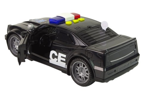 Auto Policja 1:14 Światła Dźwięki Czarne LEAN Toys Auto Policja 1:14 Światła Dźwięki Czarne LEAN Toys