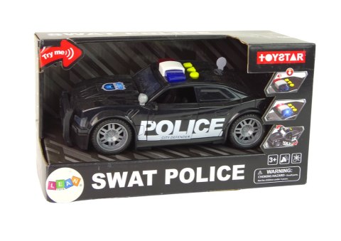 Auto Policja 1:14 Światła Dźwięki Czarne LEAN Toys Auto Policja 1:14 Światła Dźwięki Czarne LEAN Toys
