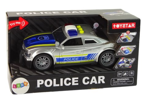 Auto Policja 1:14 Światła Dźwięki Srebrne LEAN Toys Auto Policja 1:14 Światła Dźwięki Srebrne LEAN Toys