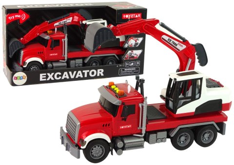 Ciężarówka Z Koparką Ciągnik Koparka Dźwięk Światła LEAN Toys Ciężarówka Z Koparką Ciągnik Koparka Dźwięk Światła LEAN Toys