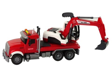Ciężarówka Z Koparką Ciągnik Koparka Dźwięk Światła LEAN Toys Ciężarówka Z Koparką Ciągnik Koparka Dźwięk Światła LEAN Toys