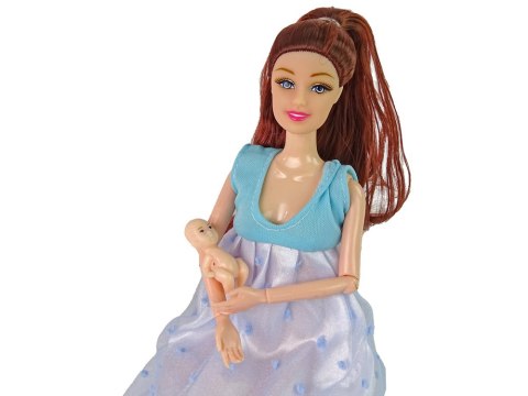 Lalka Dla Dzieci W Ciąży Niebieska Sukienka LEAN Toys Lalka Dla Dzieci W Ciąży Niebieska Sukienka LEAN Toys