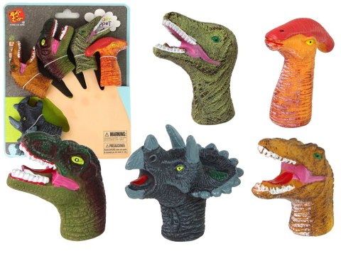 Pacynki na Palce Dinozaury Kolorowe 5 Sztuk LEAN Toys Pacynki na Palce Dinozaury Kolorowe 5 Sztuk LEAN Toys
