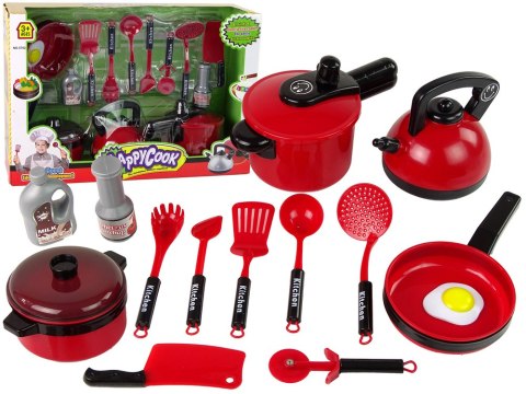 Zestaw Garnków Akcesoriów Kuchennych Czerwony LEAN Toys Zestaw Garnków Akcesoriów Kuchennych Czerwony LEAN Toys