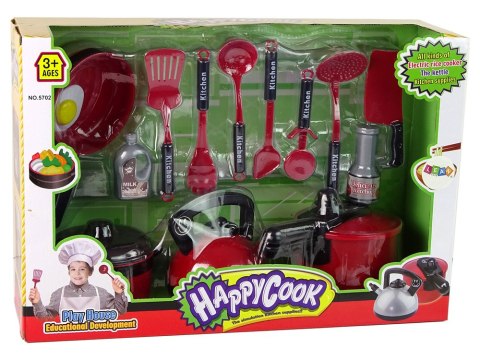 Zestaw Garnków Akcesoriów Kuchennych Czerwony LEAN Toys Zestaw Garnków Akcesoriów Kuchennych Czerwony LEAN Toys