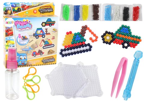 Zestaw Koralików Wodnych DIY Magiczne Koraliki 8 Kolorów Pojazdy Budowlane LEAN Toys Zestaw Koralików Wodnych DIY Magiczne Koraliki 8 Kolorów Pojazdy Budowlane LEAN Toys