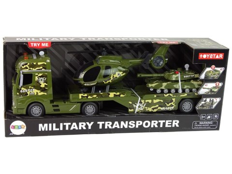 Zestaw Militarny Czołg Napęd Frykcyjny Helikopter Ciężarówka LEAN Toys Zestaw Militarny Czołg Napęd Frykcyjny Helikopter Ciężarówka LEAN Toys