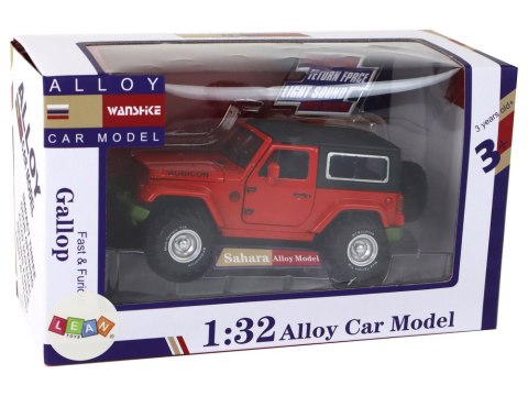 Auto Terenowe Napęd Frykcyjny Na Baterie Metalowy Czerwony 1:32 LEAN Toys Auto Terenowe Napęd Frykcyjny Na Baterie Metalowy Czerwony 1:32 LEAN Toys
