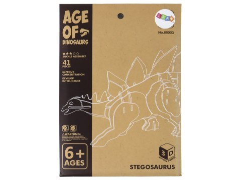 Drewniane Puzzle Przestrzenne 3D Stegozaur Składanka Edukacyjna 41 Elementów LEAN Toys Drewniane Puzzle Przestrzenne 3D Stegozaur Składanka Edukacyjna 41 Elementów LEAN Toys