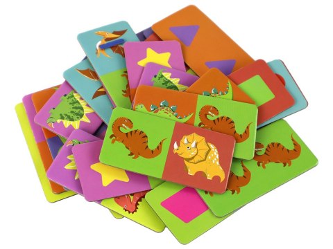 Gra Logiczna Puzzle Dwustronne Domino Dinozaury 10cm x 5cm 28 El. LEAN Toys Gra Logiczna Puzzle Dwustronne Domino Dinozaury 10cm x 5cm 28 El. LEAN Toys