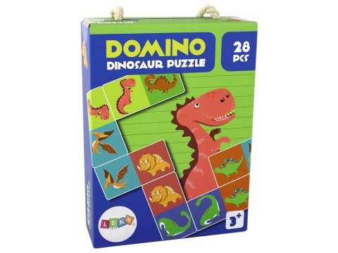 Gra Logiczna Puzzle Dwustronne Domino Dinozaury 10cm x 5cm 28 El. LEAN Toys Gra Logiczna Puzzle Dwustronne Domino Dinozaury 10cm x 5cm 28 El. LEAN Toys
