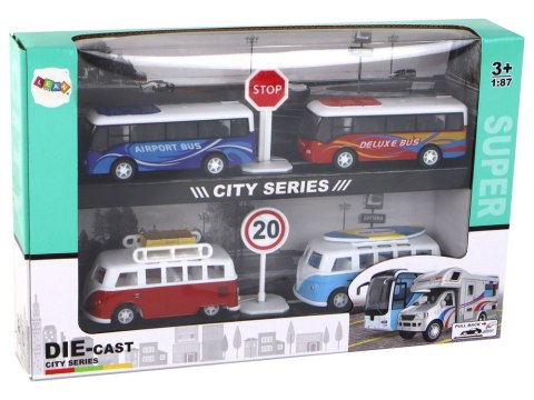 Kampery Autobusy Z Napędem Frykcyjnym 1:87 4 Sztuki LEAN Toys Kampery Autobusy Z Napędem Frykcyjnym 1:87 4 Sztuki LEAN Toys