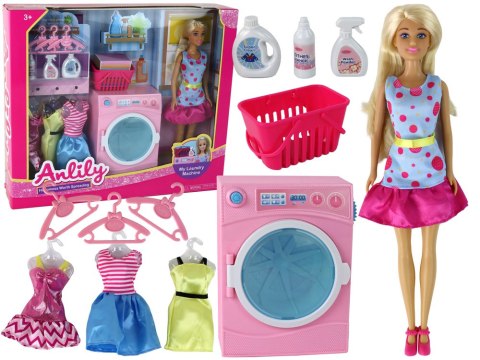 Lalka Anlily Pralnia Zestaw Akcesoriów Pralka XXL LEAN Toys Lalka Anlily Pralnia Zestaw Akcesoriów Pralka XXL LEAN Toys