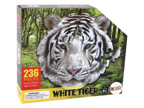 Puzzle 236 Elementów Kształt Głowy Białego Tygrysa LEAN Toys Puzzle 236 Elementów Kształt Głowy Białego Tygrysa LEAN Toys