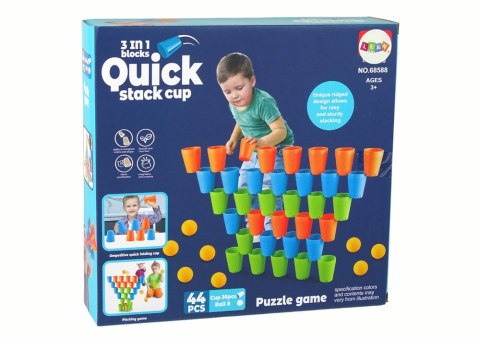 Układanka Kubeczki Gra 3 w 1 44 Elementy LEAN Toys Układanka Kubeczki Gra 3 w 1 44 Elementy LEAN Toys