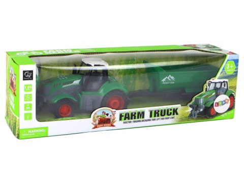 Zdalnie Sterowany Ciągnik Traktor R/C z Przyczepą 1:24 Światła Zielony LEAN Toys Zdalnie Sterowany Ciągnik Traktor R/C z Przyczepą 1:24 Światła Zielony LEAN Toys