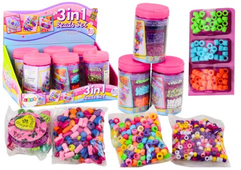 Zestaw Koralików W Słoiku Do Tworzenia Biżuterii 3w1 LEAN Toys Zestaw Koralików W Słoiku Do Tworzenia Biżuterii 3w1 LEAN Toys
