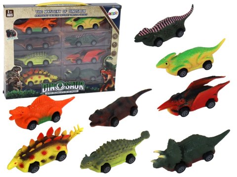 Zestaw Resoraków Dinozaury Samochodziki Kolorowe 8 Sztuk LEAN Toys Zestaw Resoraków Dinozaury Samochodziki Kolorowe 8 Sztuk LEAN Toys