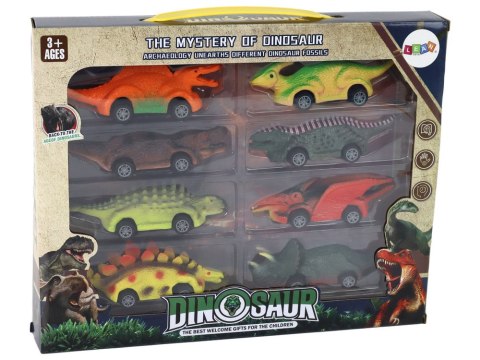 Zestaw Resoraków Dinozaury Samochodziki Kolorowe 8 Sztuk LEAN Toys Zestaw Resoraków Dinozaury Samochodziki Kolorowe 8 Sztuk LEAN Toys