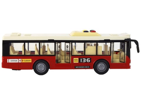 Autobus Na Baterie Światła Dźwięki Czerwony Miejski 1:16 LEAN Toys Autobus Na Baterie Światła Dźwięki Czerwony Miejski 1:16 LEAN Toys