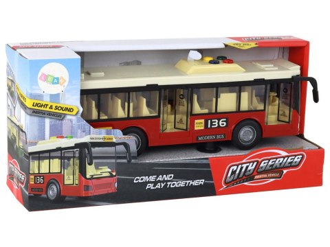 Autobus Na Baterie Światła Dźwięki Czerwony Miejski 1:16 LEAN Toys Autobus Na Baterie Światła Dźwięki Czerwony Miejski 1:16 LEAN Toys