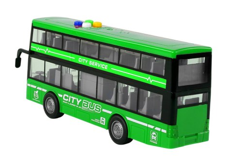 Autobus Piętrowy Na Baterie Światła Dźwięki Napęd Frykcyjny Zielony 1:16 LEAN Toys Autobus Piętrowy Na Baterie Światła Dźwięki Napęd Frykcyjny Zielony 1:16 LEAN Toys
