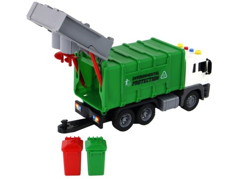 Ciężarówka Śmieciarka Dźwig Przyczepa Napęd Frykcyjny Dźwięki Zielona 1:16 LEAN Toys Ciężarówka Śmieciarka Dźwig Przyczepa Napęd Frykcyjny Dźwięki Zielona 1:16 LEAN Toys