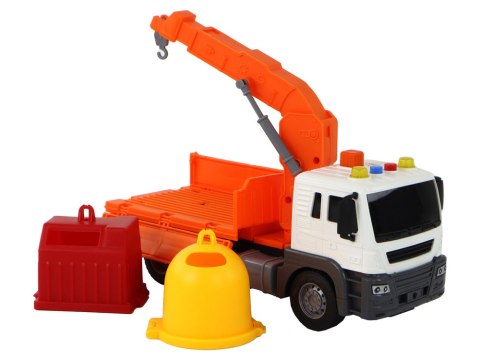 Ciężarówka Śmieciarka Z Dźwigiem Napęd Frykcyjny Dźwięki Pomarańczowa 1:16 LEAN Toys Ciężarówka Śmieciarka Z Dźwigiem Napęd Frykcyjny Dźwięki Pomarańczowa 1:16 LEAN Toys