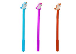 Długopis Z Jednorożcem Zatyczka Czarny Wkład Mix Fioletowy Pomarańczowy 0.5mm LEAN TOYS