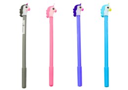 Długopis Z Jednorożcem Zatyczka Czarny Wkład Mix Szary Fioletowy 0.5mm LEAN TOYS