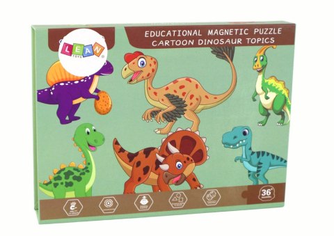 Edukacyjny Zestaw Puzzli Magnetycznych Z Motywem Dinozaurów LEAN Toys Edukacyjny Zestaw Puzzli Magnetycznych Z Motywem Dinozaurów LEAN Toys