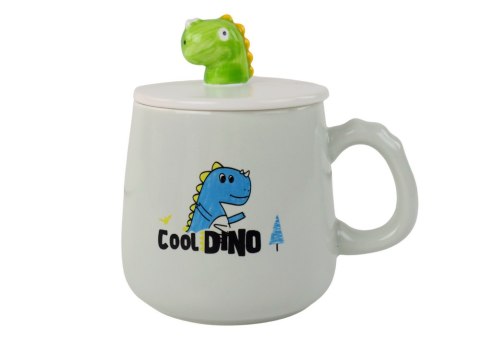 Kubek Ceramiczny Dinozaur Niebieski Przykrywka Łyżeczka 350ml LEAN Toys Kubek Ceramiczny Dinozaur Niebieski Przykrywka Łyżeczka 350ml LEAN Toys