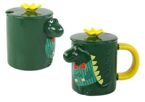 Kubek Z Przykrywką Zielony Dinozaur 400 ml LEAN Toys Kubek Z Przykrywką Zielony Dinozaur 400 ml LEAN Toys