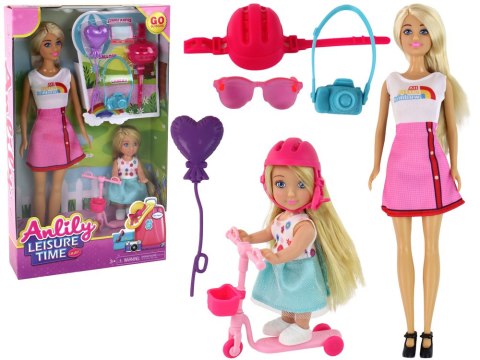 Lalki Dla Dzieci Anlily Mama i Córka Blond Włosy Hulajnoga 8 El. LEAN Toys Lalki Dla Dzieci Anlily Mama i Córka Blond Włosy Hulajnoga 8 El. LEAN Toys