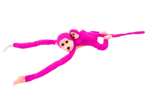 Maskotka Pluszowa Małpka z Dzieckiem Ciemno Różowa z Dźwiękiem 70 cm LEAN Toys Maskotka Pluszowa Małpka z Dzieckiem Ciemno Różowa z Dźwiękiem 70 cm LEAN Toys